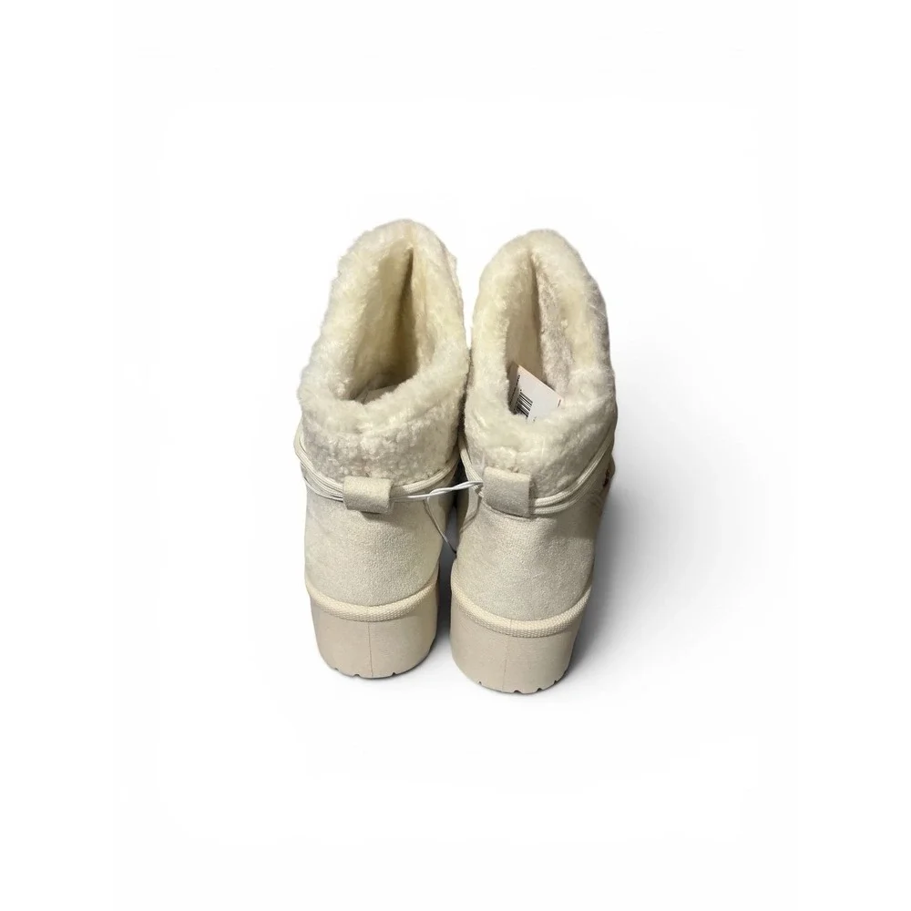 Olivia & Kate Platform Snow Boots Women Off White Faux Shearling 18STACEL Size 8
